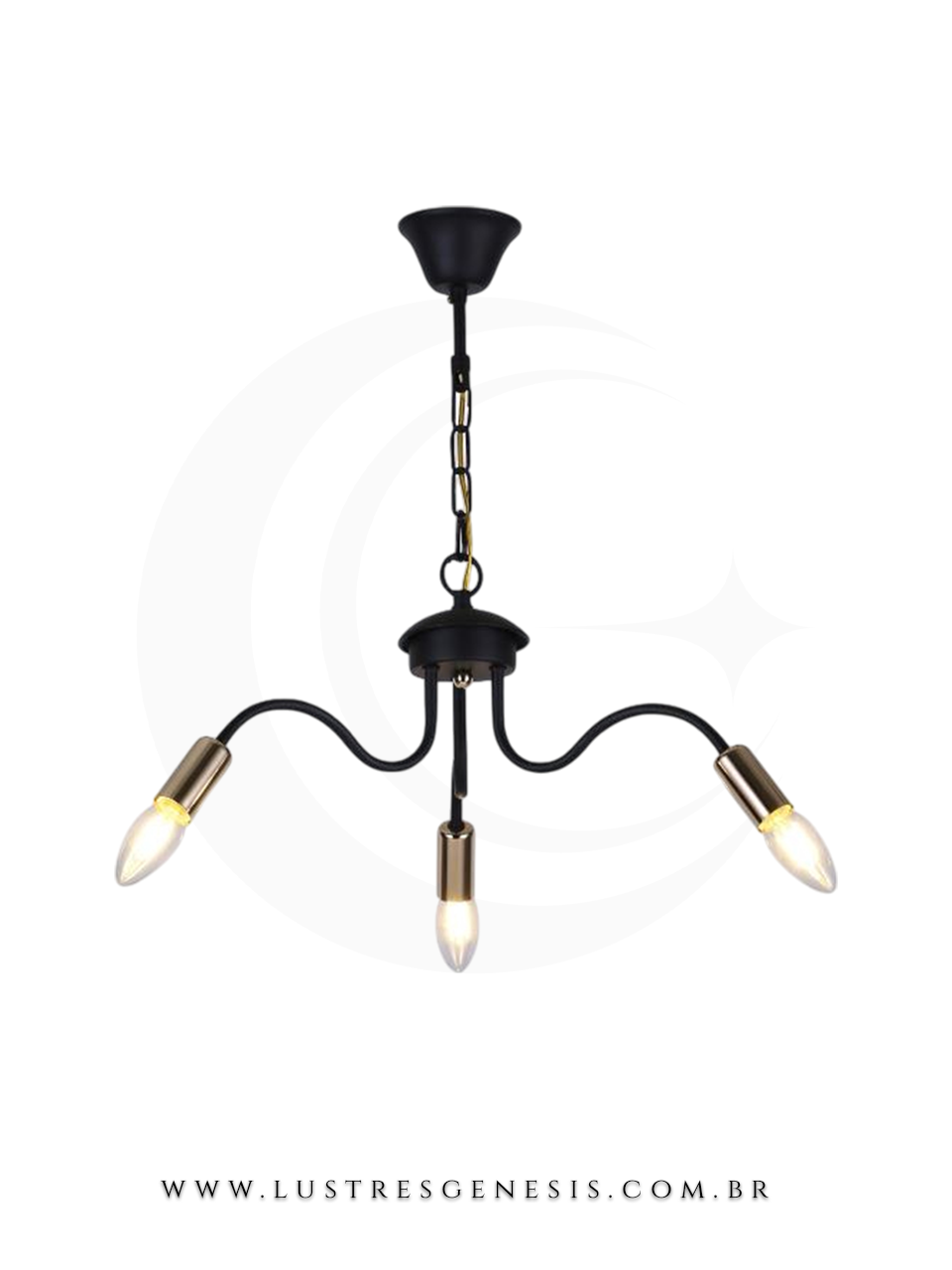 Pendente moderno preto Unevem com três lâmpadas para bancadas, mesa de jantar, lavabos e ilhas, da marca Sindora Iluminação.